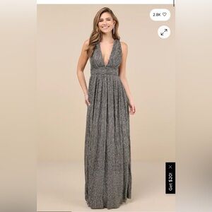 Radiant Black and Gold Metallic Maxi Dress